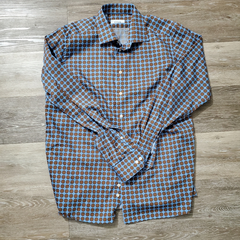 Eton Brown and Blue Dress Shirt